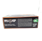 IRON GRIP Black Nitrile Gloves (M) 100 Piece Disposable Gloves Medium - C3350M