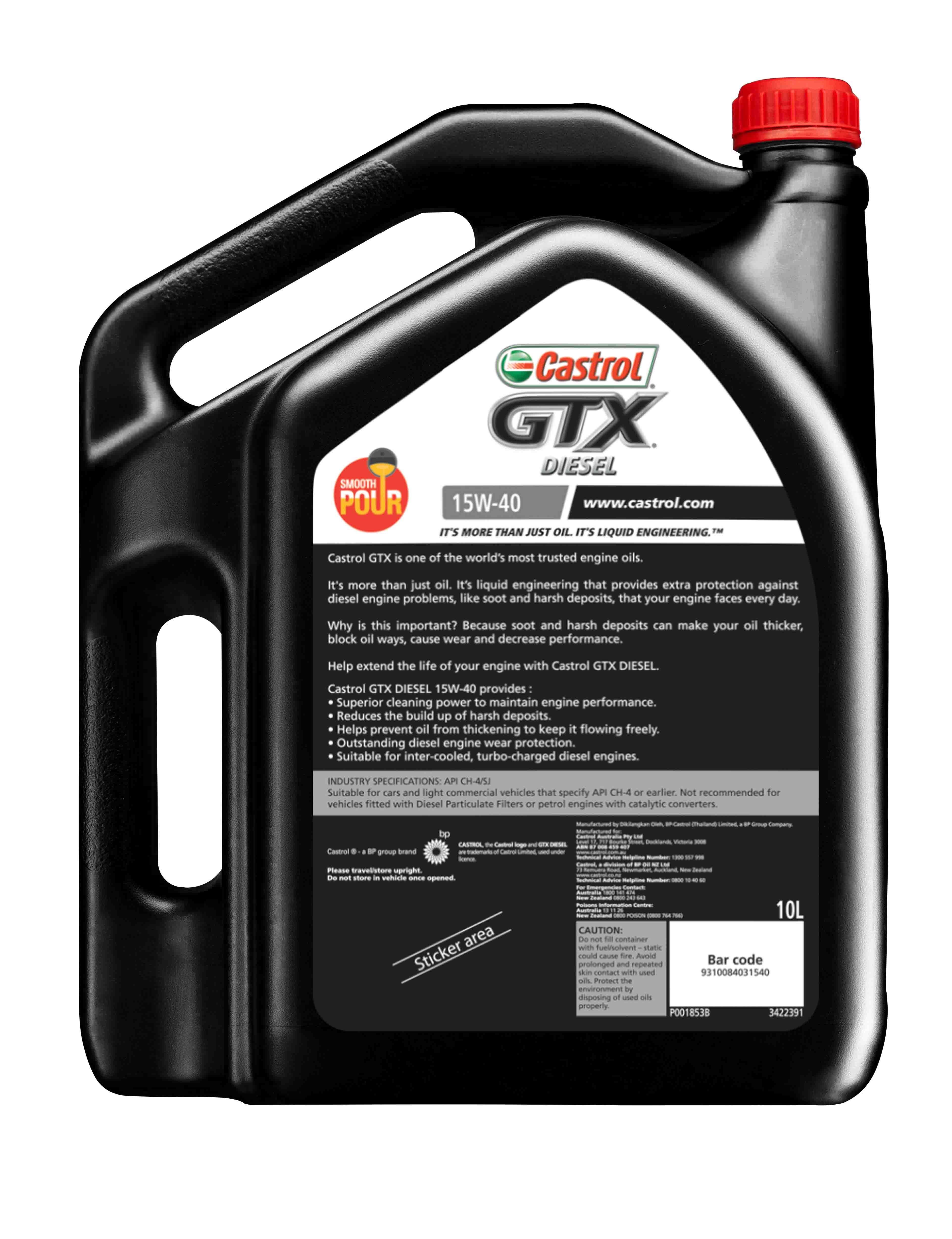 Castrol Mineral GTX Diesel Engine Oil 15W-40 10L  - 3422391 (Pickup Only)