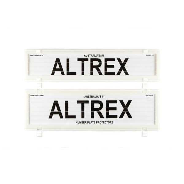 Altrex NSW & SA Premium / Slimline White Number Plate Protectors - with Lines - 6LPW