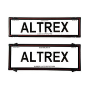 Altrex Number Plate Protectors - QLD, ACT, VIC, TAS, SA, WA & NT Slimline Combination Black Border with Red Insert without Lines - 6QSNLR