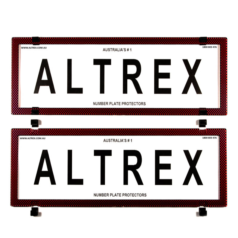Altrex Standard Size Red Carbon Fibre Number Plate Protectors - without Lines - 6SER