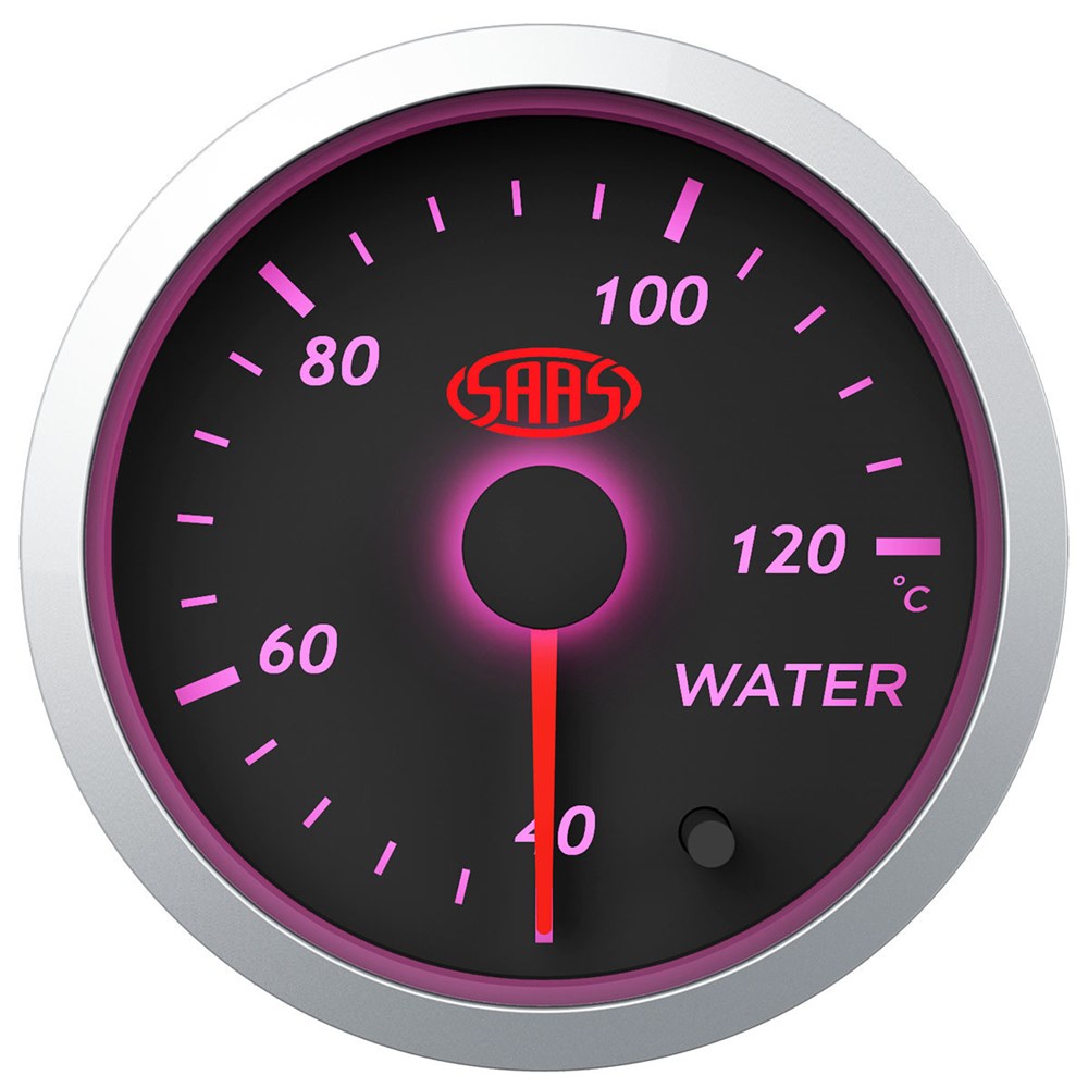 SAAS Water Temp Gauge 40-12 degree 52mm Black Street Series - SG21220