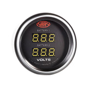 SAAS 52mm Black Muscle Series Dual Battery Digital Voltmeter Gauge (8-18V) - SG-DDVLT52B