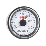 SAAS 52mm White Muscle Series Diesel Boost Gauge (0-30PSI) - SG-TBD52W