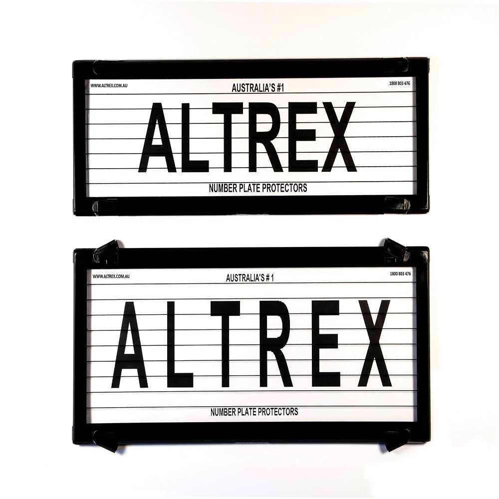 Altrex NSW HSV and FPV Slimline Black Number Plate Protectors - with Lines - 6HPVSL