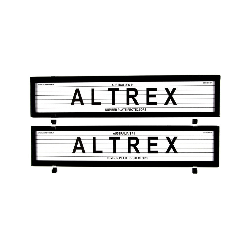 Altrex European Classic Full Size Front and Rear Black Number Plate Protectors - with Lines - 6LE