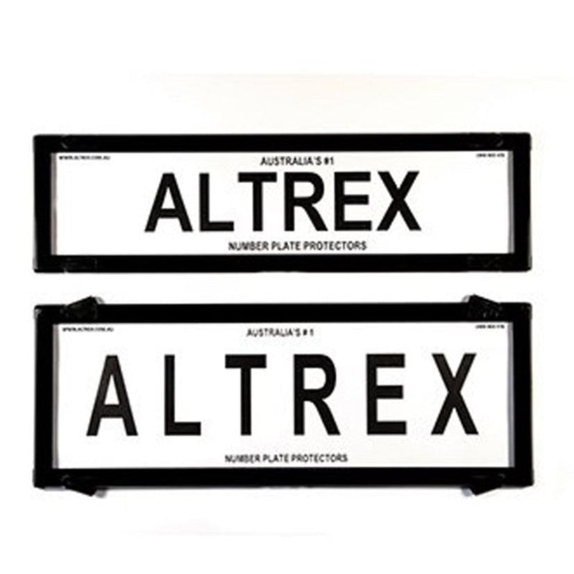 Altrex QLD, ACT, VIC, TAS, SA, WA & NT Slimline Combination Black Number Plate Protectors - without Lines (372x100mm & 372x134mm) - 6QSNL