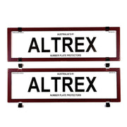 Altrex QLD, VIC, TAS, SA, WA & NT Dual Slimline Red Carbon Fibre Number Plate Protectors - without Lines - 6SERV