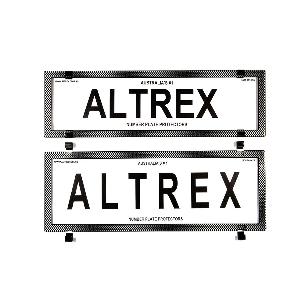 Altrex QLD, ACT, VIC, TAS, SA, WA & NT Slimline Combination Silver Carbon Fibre Number Plate Protectors - without Lines - 6SESQ