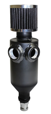 SAAS 500mL Capacity Baffled Oil Catch Can with Dual -12AN Ports - Black Aluminium Finish - ST2004