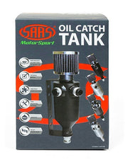 SAAS 500mL Capacity Baffled Oil Catch Can with Dual -12AN Ports - Black Aluminium Finish - ST2004