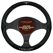 RM Williams Leather Steering Wheel Cover Black / White - SWRMWBLK - SWRMW-BLK