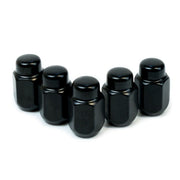 SAAS Set of 5 Wheel Nuts - 35mm Length, Black, M12x1.50 Threads, Acorn Taper Type - 235265BC