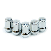SAAS Set of 5 Wheel Nuts - 35mm Length,  Chrome, M12x1.25 Thread, Flat Head Bulge Type - 435955