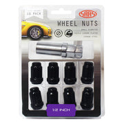SAAS Set of 10 Small Diameter Wheel Nuts - Black, 1/2