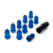 SAAS Set of 10 Small Diameter Wheel Nuts - Blue, M12x1.25 Threads with 6 Spline Drive and Key - 6330510BL
