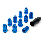 SAAS Set of 10 Small Diameter Wheel Nuts - Blue, M12x1.50 Threads with 6 Spline Drive and Key - 6330610BL