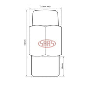 SAAS Set of 5 Wheel Nuts for Shank Type Wheels - 43mm Length, Chrome, M12x1.50 Thread - 743465