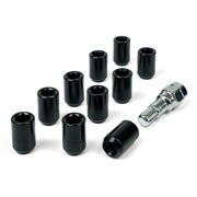 SAAS Set of 10 Small Diameter Internal Hex Wheel Nuts with Key - 33mm Length, Black, M12x1.50 Thread, Taper Seat Type - 8330610BC