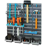 PKTool Tool Rack Set - 18 Piece Wall Mounted With Mounting Boards, 4 Parts Boxes & 12 Tool Hooks - PT80932 (Bulky Item - Freight Applies)