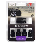 SAAS Set of 4 Splined Lock Nuts - Black, 1/2