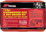 PKTool 122 Piece Bit Driver Set Including Hex, Star, Tamperproof Star, Clutch, Tri-Wing, Spanner, Spline and Square Bits - PT11981