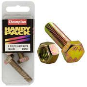 Champion Pack of 2 M8 x 35 x 1.25mm High Tensile, Grade 8.8 Hex Set Screws and Nuts - BH257