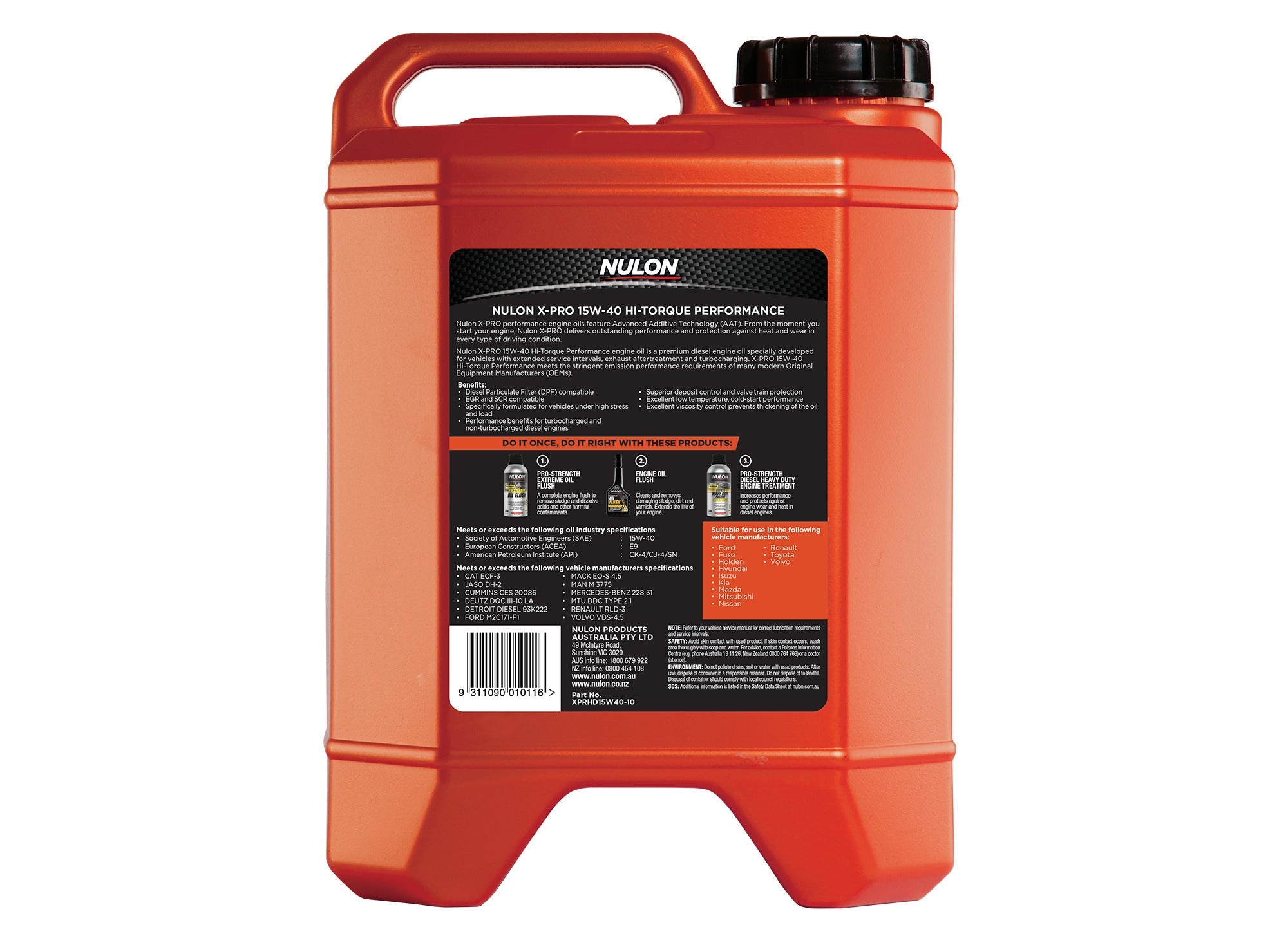 Nulon XPRHD15W40-10 X-Pro 15W-40 Hi-Torque Performance Premium Mineral Diesel Engine Oil 10L (Pickup only)