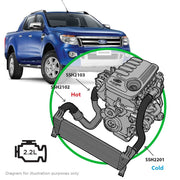 SAAS SSH2201-KIT - 3 Piece Silicone Intercooler Hose and Clamp Upgrade Kit fits 2.2L 2011-2020 Ford Ranger/Mazda BT50  (Bulky Item - Freight Applies)