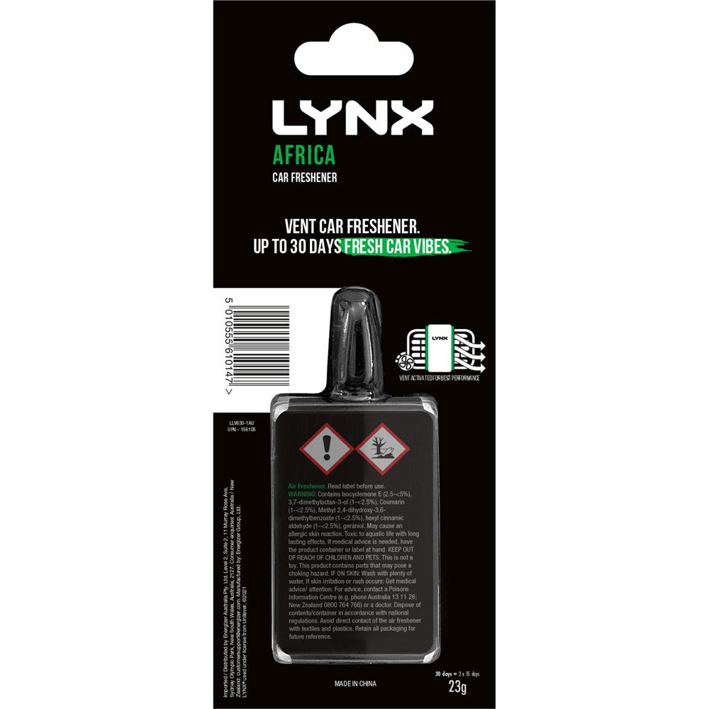 Lynx Vent Clip Air Freshener - Africa (Single) - E304193100
