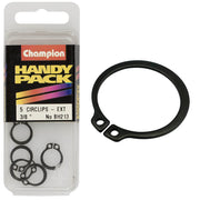 Champion Pack of 5 3/8 Steel External Shaft Circlips - BH213
