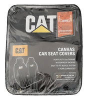 CAT Brand Icon Design Canvas Seat Covers Black Front Pair - CVCATBX-ICON30