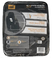 CAT Brand Icon Design Canvas Seat Covers Black Front Pair - CVCATBX-ICON30