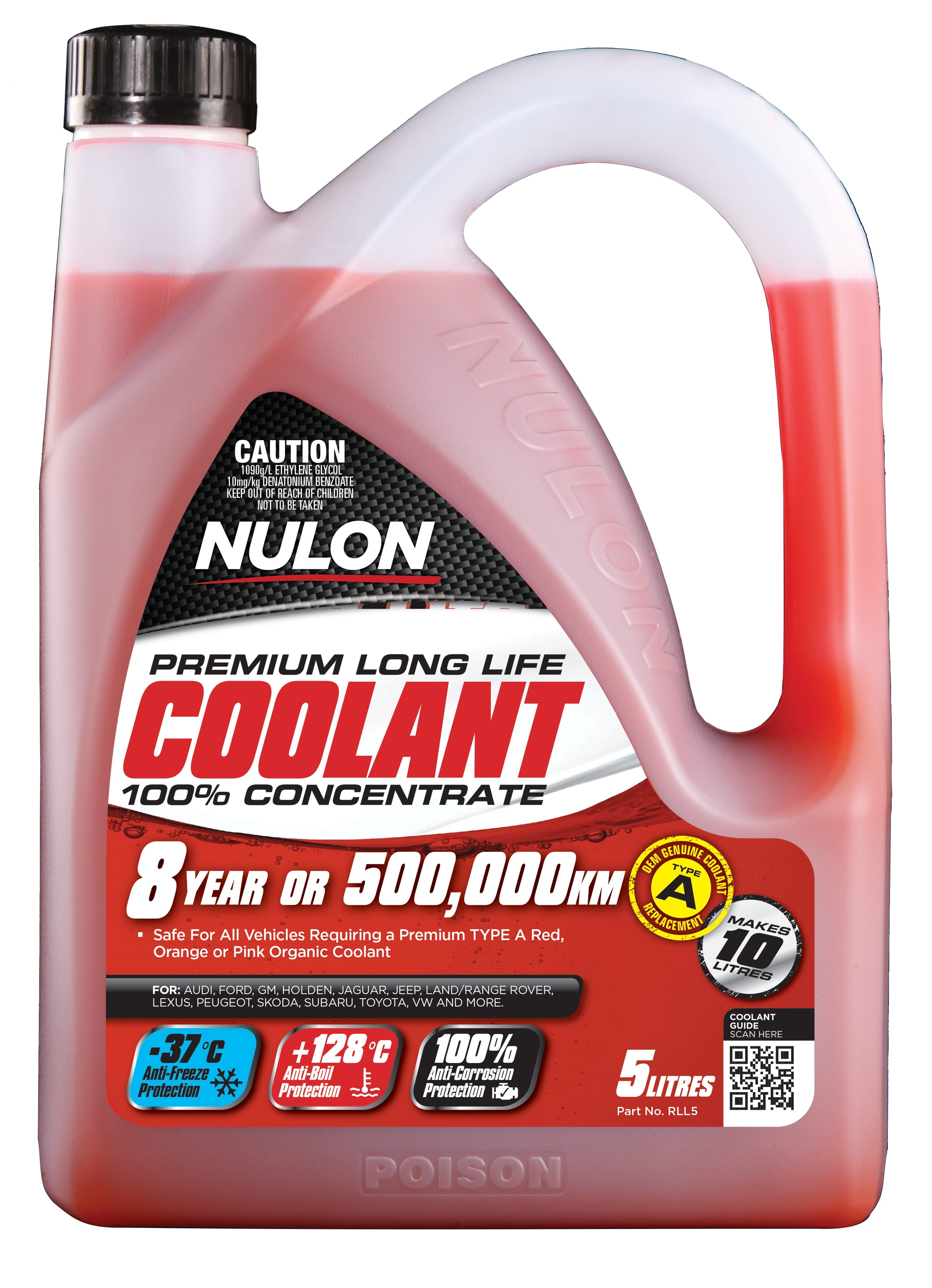 Nulon RLL5 Red Long Life Coolant 5L (Bulky Item - Freight Applies)
