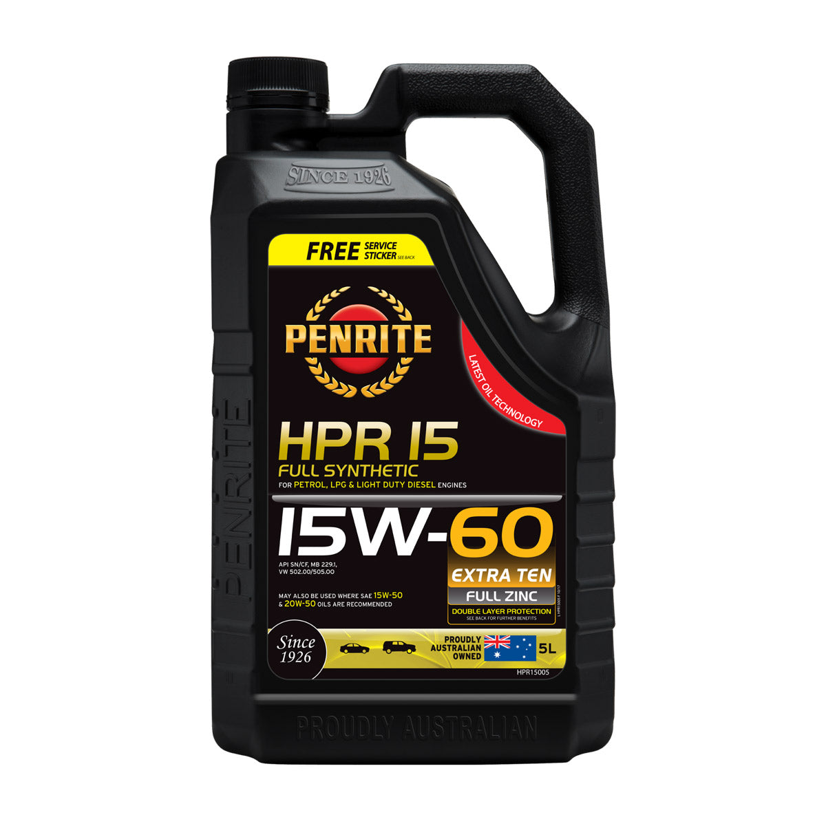Penrite HPR 15 15W-60 Full Synthetic Engine Oil 5L - HPR15005 (Pickup Only)