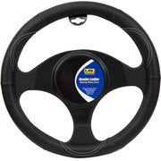 Ilana Steering Wheel Cover Leather Grip Black - 22/LEASWCBLA (Pickup Only)