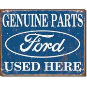 Genuine Ford Parts Used Here Metal Sign Reproduction 41cm x 32cm - MSI1422