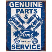 Ford Genuine Parts + Service Metal Sign Reproduction 32cm x 41cm - MSI2068