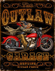 Outlaw Garage Metal Sign Reproduction 32cm x 41cm - MSI2678