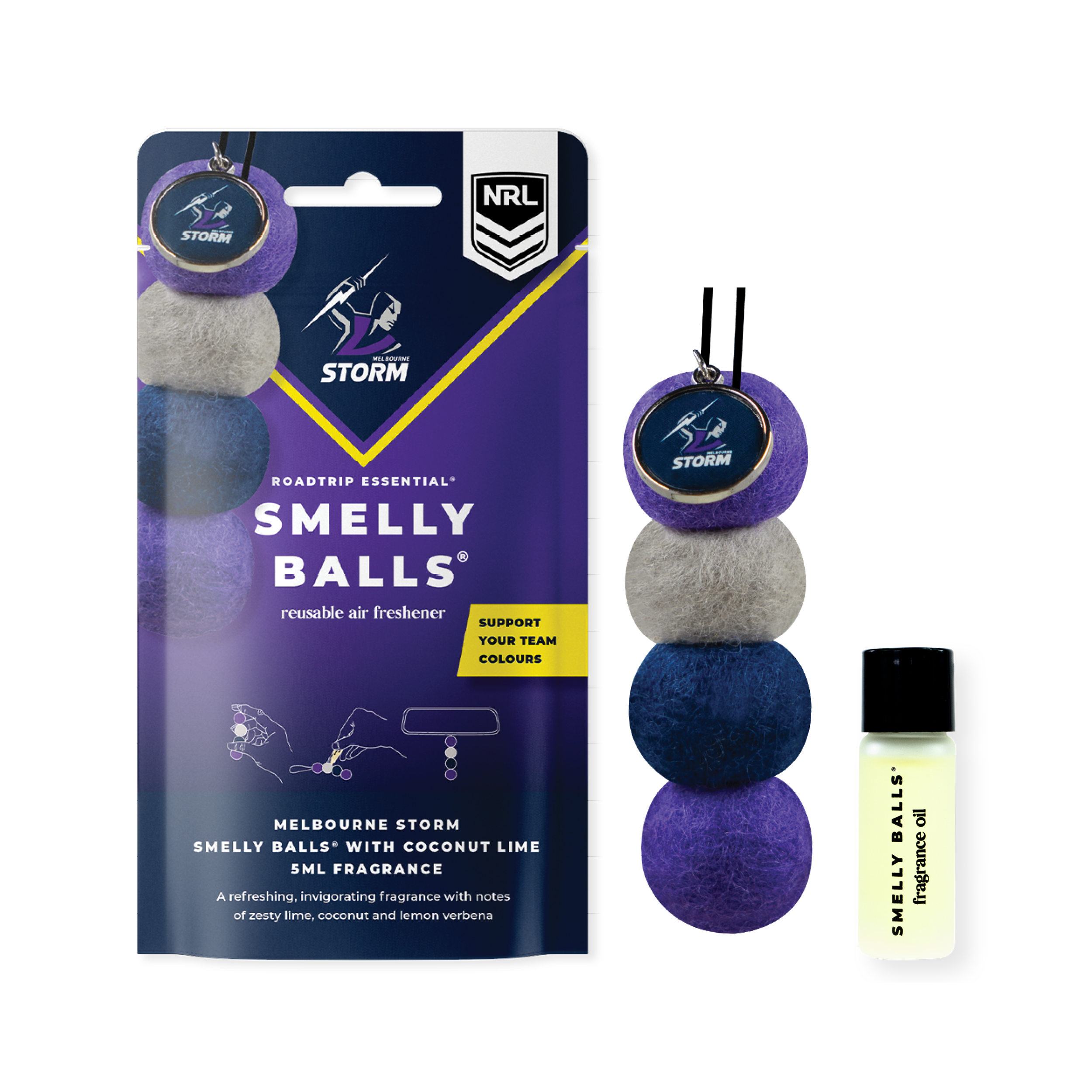 Smelly Balls Melbourne Storm Inspired Reusable Air Freshener Starter Set - NRL445AM