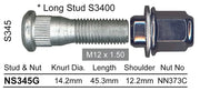 Nice Wheel Stud & Nut Set - NS345G
