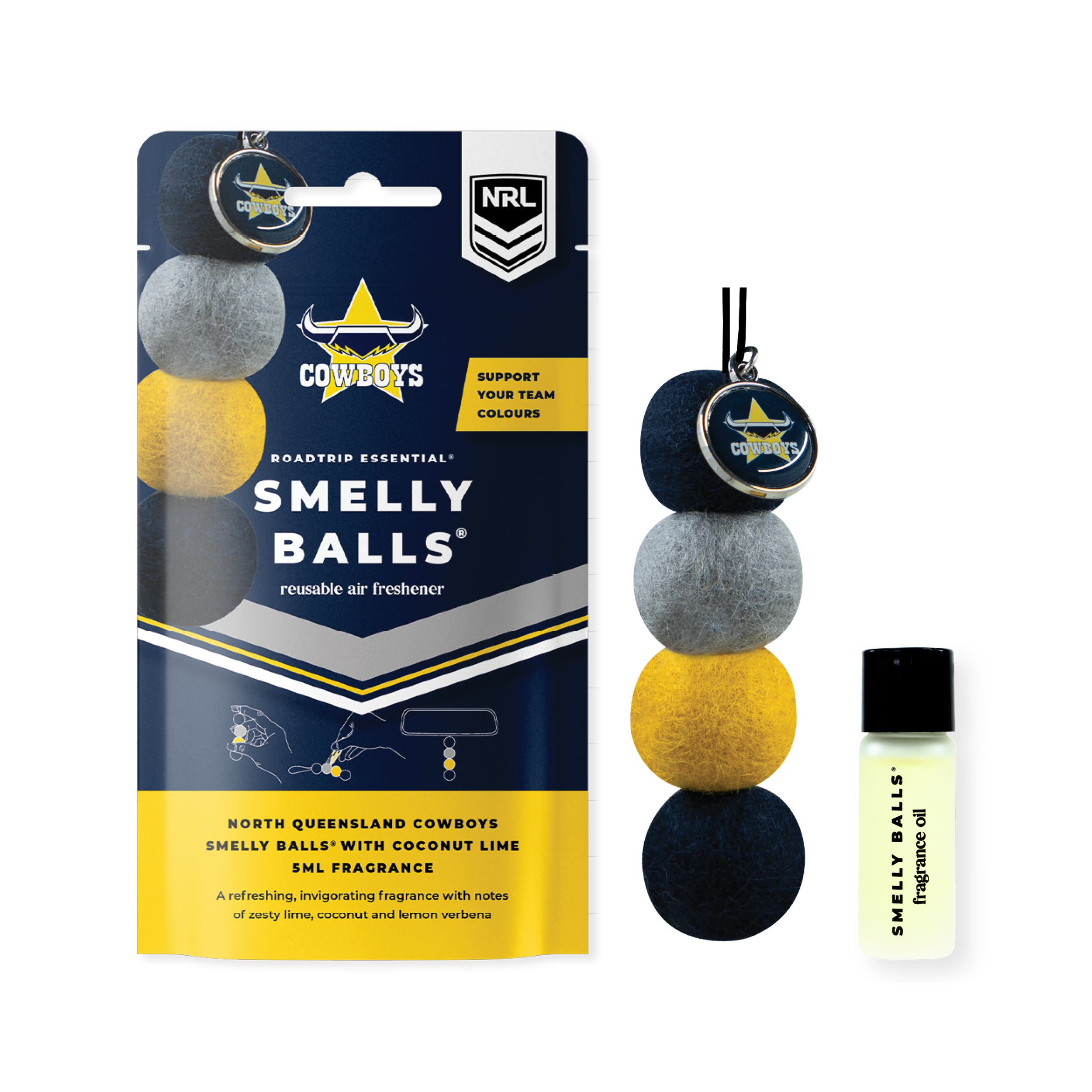 Smelly Balls North Queensland Cowboys Inspired Reusable Air Freshener Starter Set - NRL445AC