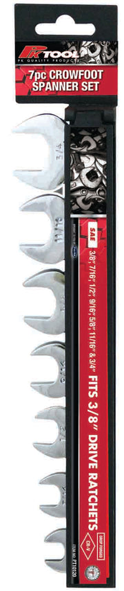 PKTool 7pc Crowfoot Open End Spanner SAE Spanner Set - PT10120 (Pickup Only)