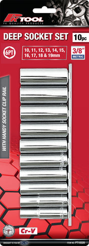 PKTool 10pc 3/8 inch Metric Deep Socket Set - PT10320 (Pickup Only)