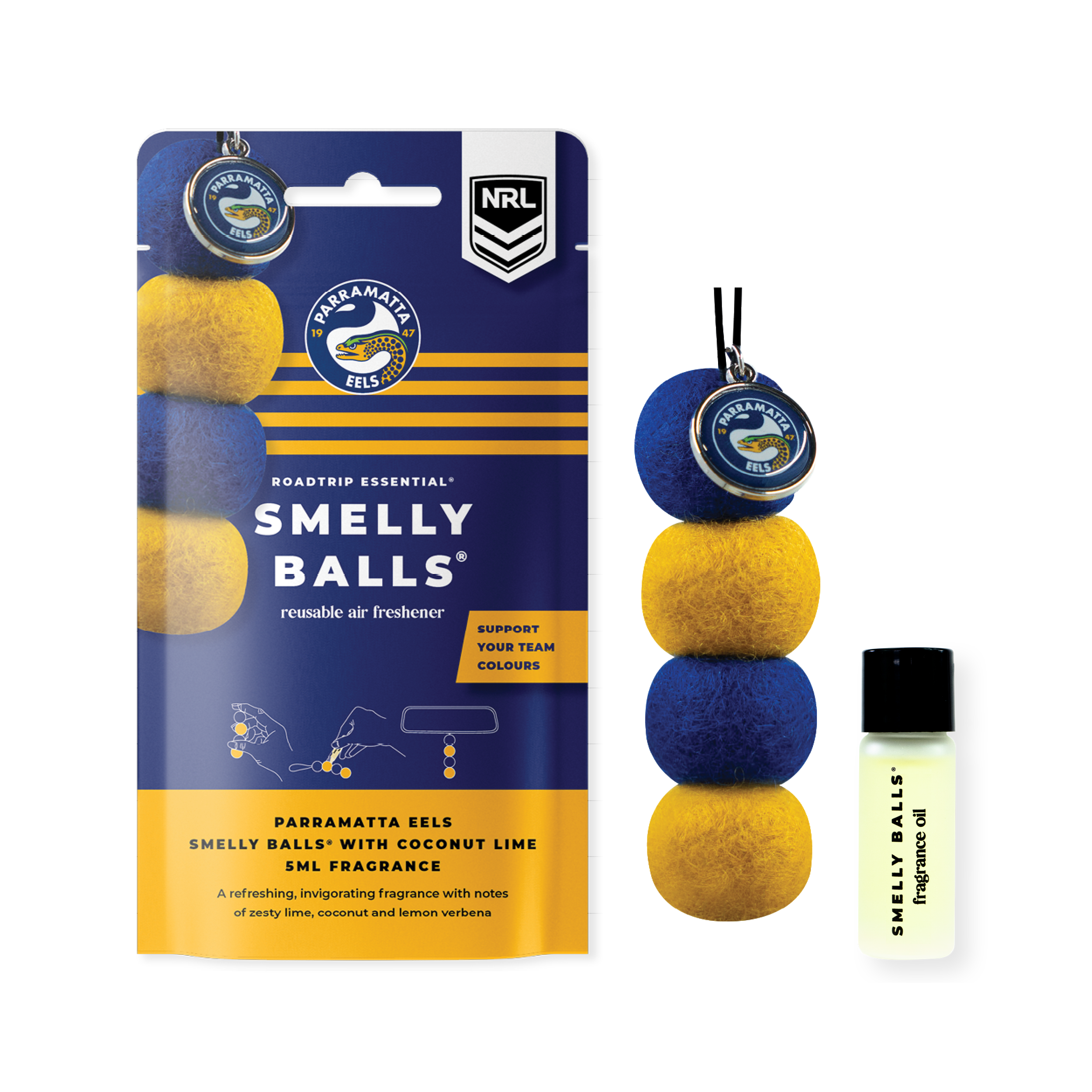 Smelly Balls Parramatta Eels Inspired Reusable Air Freshener Starter Set - NRL445AF