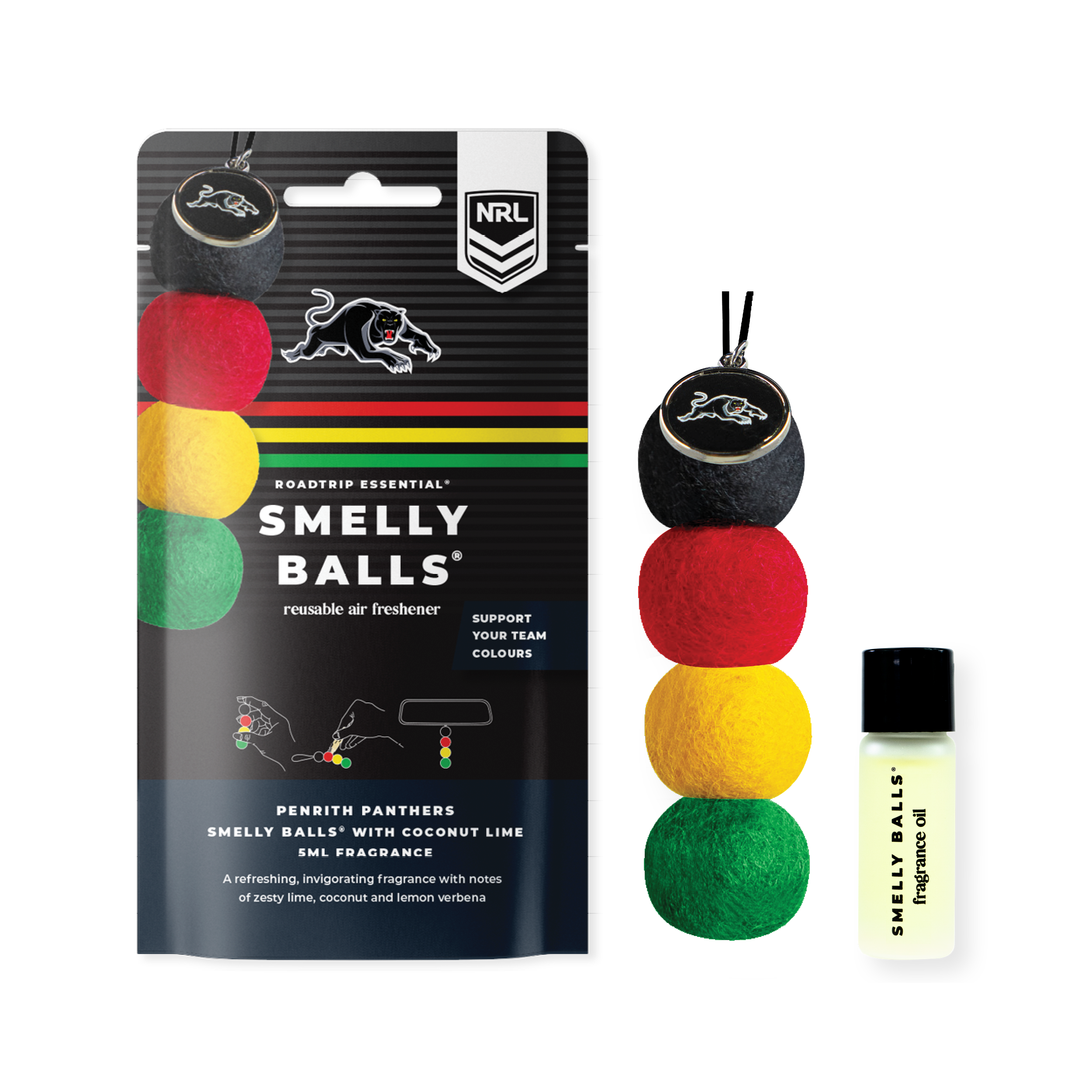 Smelly Balls Penrith Panthers Inspired Reusable Air Freshener Starter Set - NRL445AH