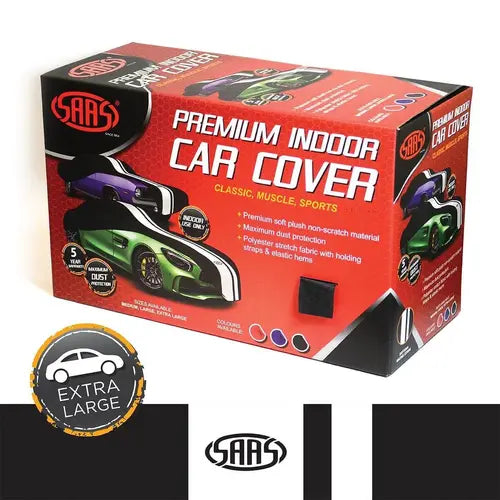 SAAS Car Cover Indoor Classic Extra Large 5.7m Black With White Stripes - SC1013