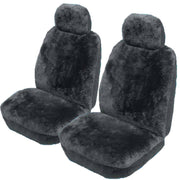 MyCar Downunder 16mm Thick Sheepskin Front Seat Covers Universal Size 30 - Charcoal - SDOWA3008
