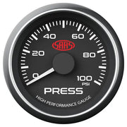 SAAS Oil Press Gauge 0-100psi 52mm Muscle Series I Black 12V - SG-OP52B1