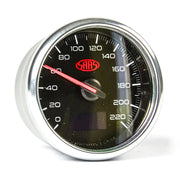 SAAS Speedometer 0 - 220 KPH 80mm (3 1/8 inch) In Dash Black Muscle Series 3 - SG32632